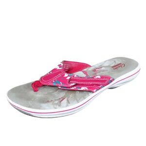 Clarks‎ Brinkley Jazz Women's Size 8 Pink Synthetic Thong Sandals Casual Comfort